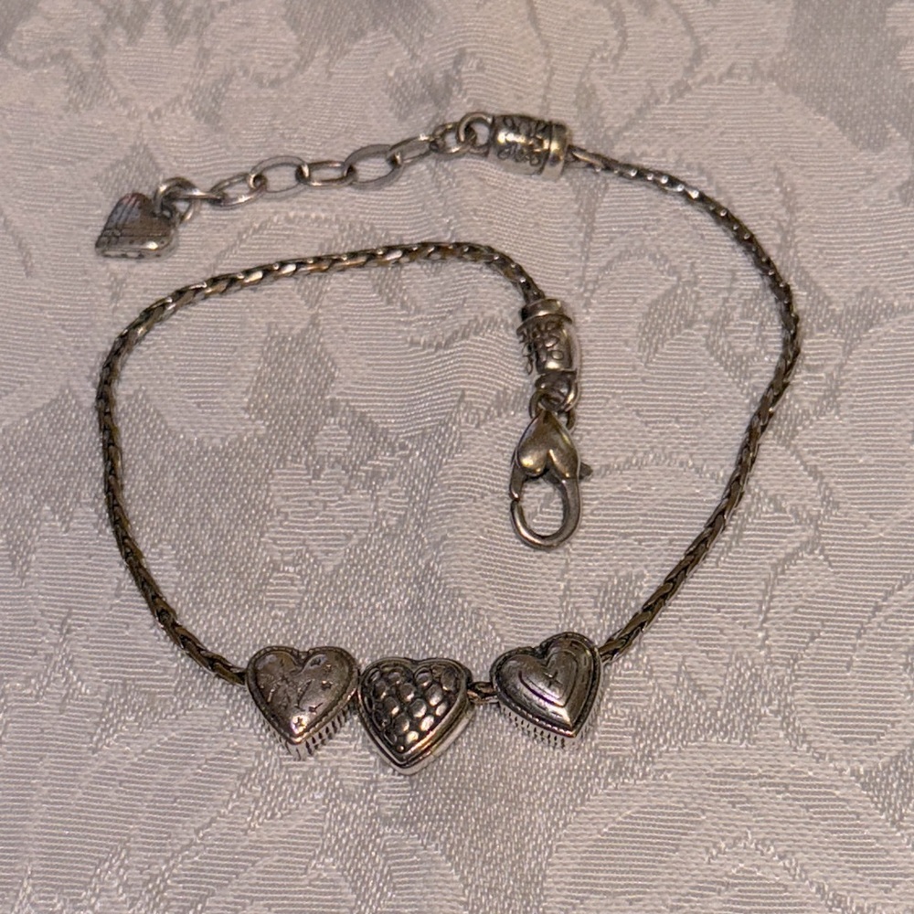 Brighton Silver Heart Charm Ankle Bracelet